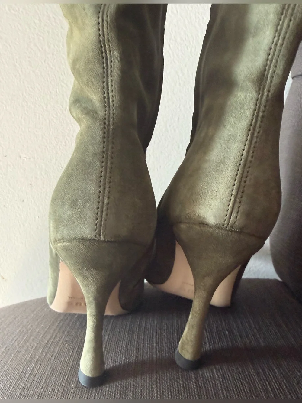 STAUD Olive Suede Over-the-Knee Boots Size 39 New With Box
